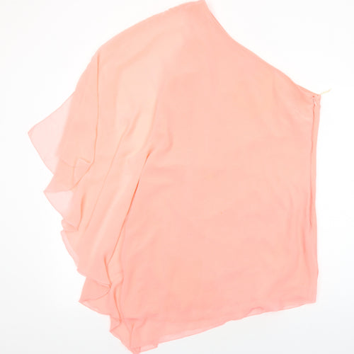 Lipsy Womens Orange Polyester A-Line Size 14 One Shoulder Zip