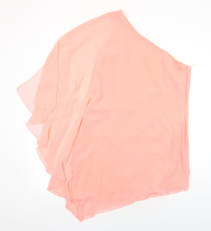Lipsy Womens Orange Polyester A-Line Size 14 One Shoulder Zip