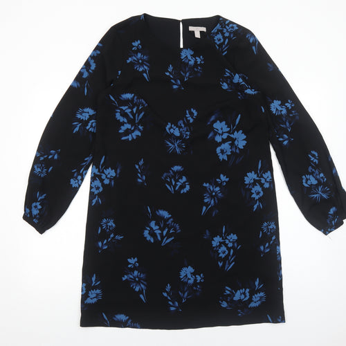 H&M Womens Black Floral Polyester A-Line Size 12 Round Neck Pullover