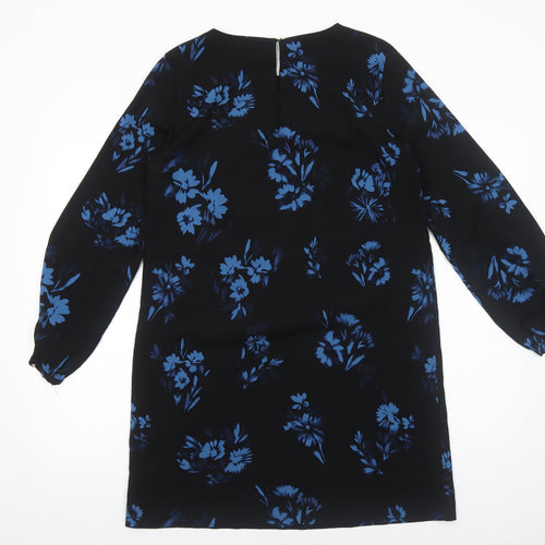 H&M Womens Black Floral Polyester A-Line Size 12 Round Neck Pullover