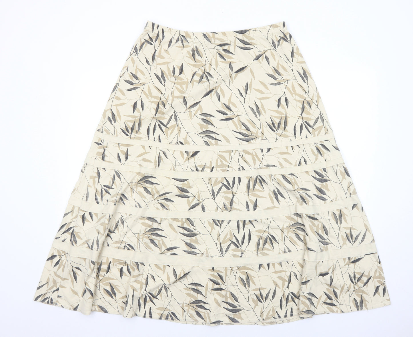 Poppy Womens Ivory Floral Viscose Swing Skirt Size 18