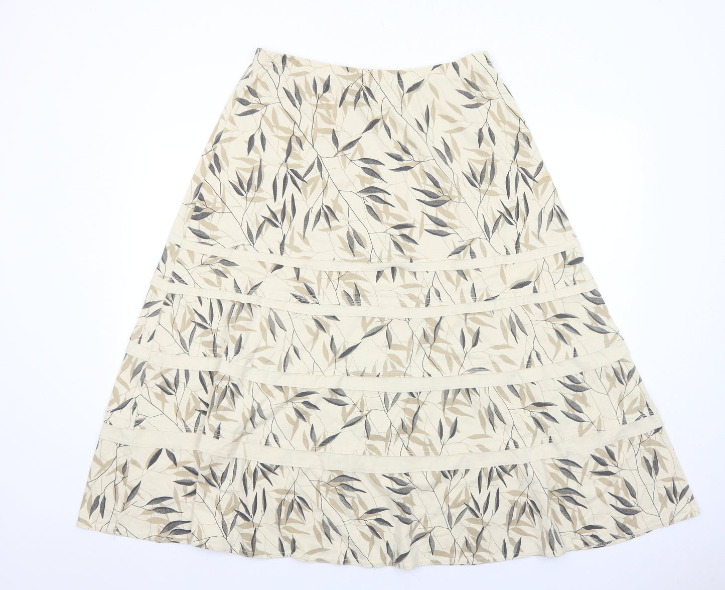 Poppy Womens Ivory Floral Viscose Swing Skirt Size 18