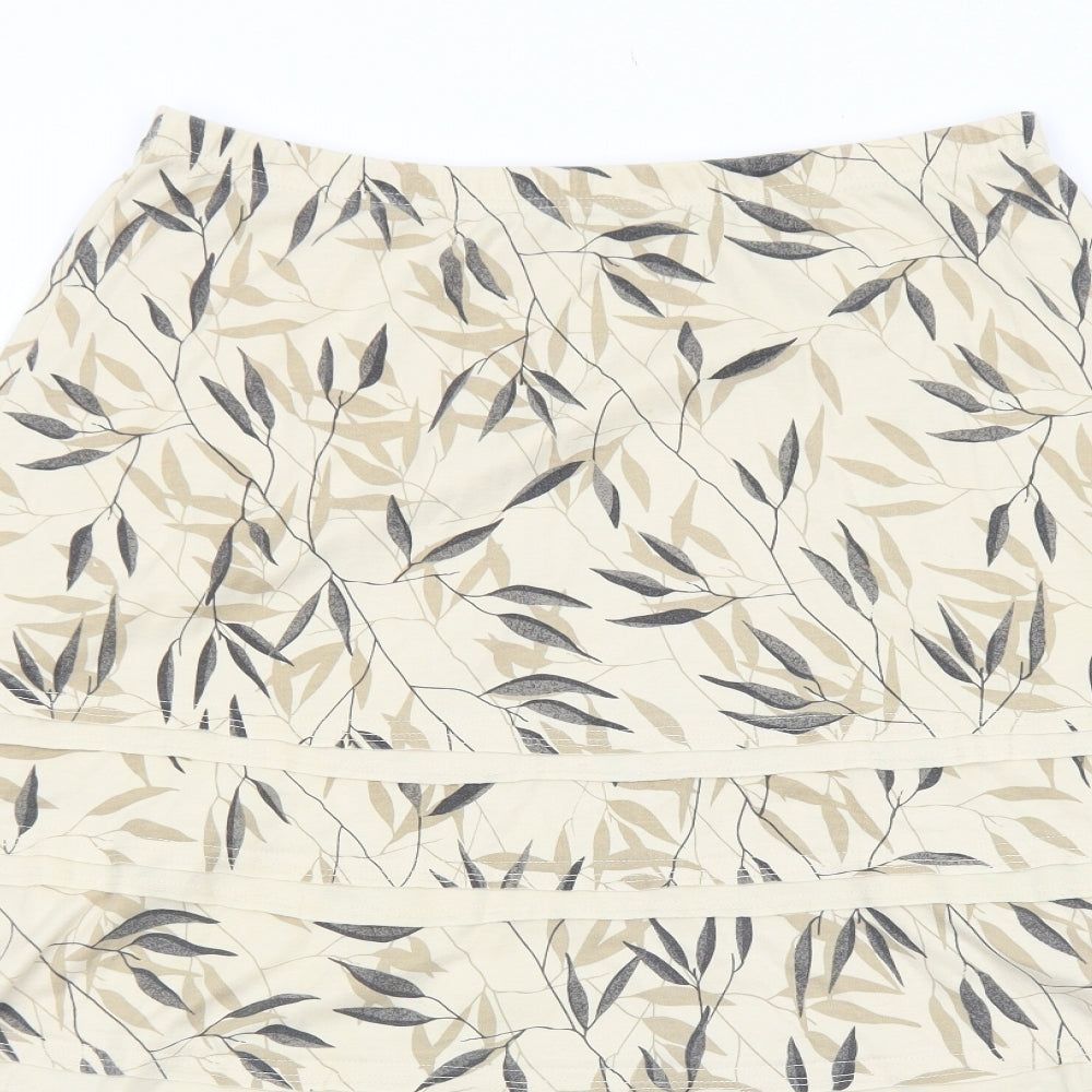 Poppy Womens Ivory Floral Viscose Swing Skirt Size 18