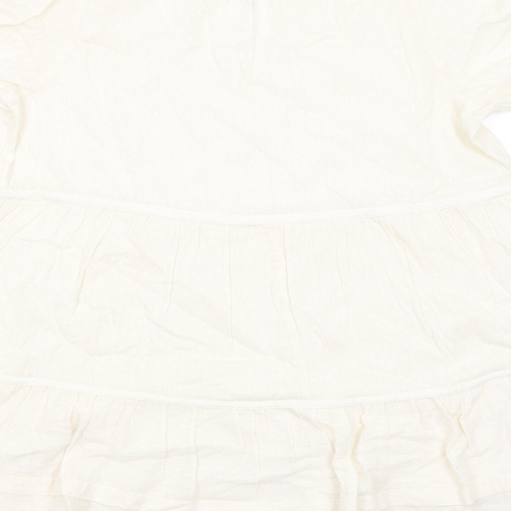 Marks and Spencer Womens Ivory Geometric Viscose Fit & Flare Size 16 V-Neck Pullover