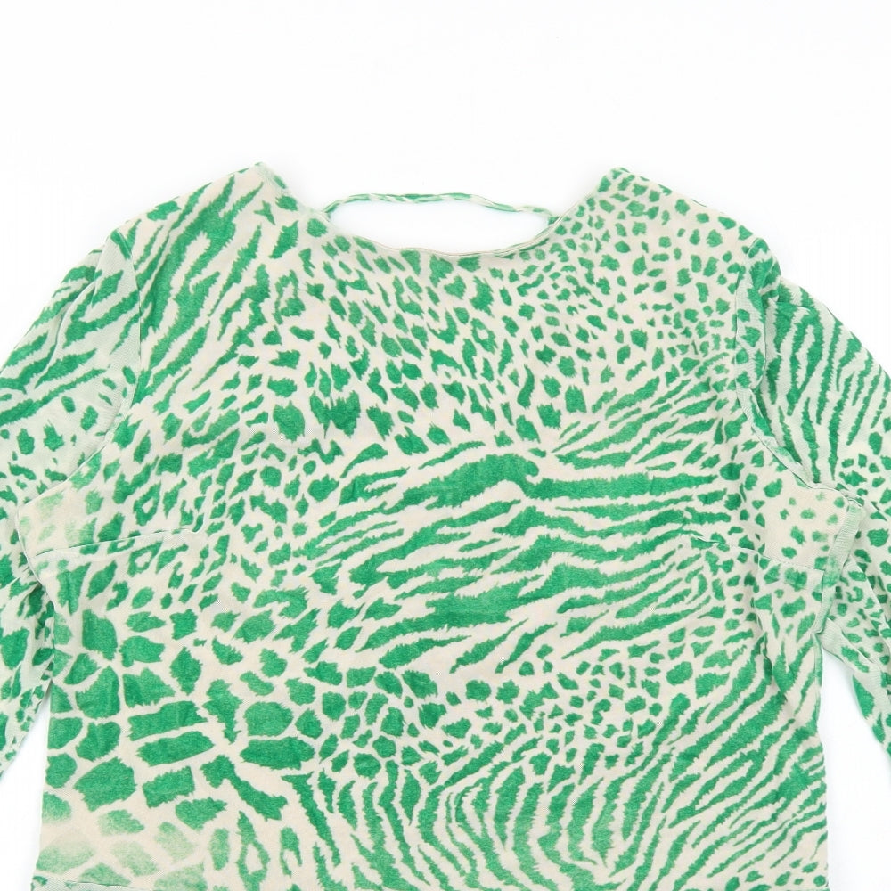 River Island Womens Green Animal Print Polyester Bodysuit One-Piece Size 20 Snap