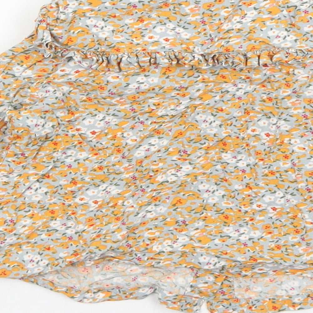 NEXT Girls Multicoloured Floral Viscose Basic Blouse Size 5-6 Years Round Neck Button