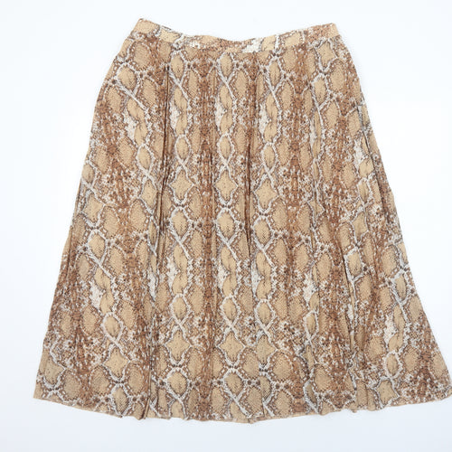 Marks and Spencer Womens Brown Animal Print Polyester Swing Skirt Size 18 - Snakeskin Pattern