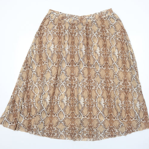 Marks and Spencer Womens Brown Animal Print Polyester Swing Skirt Size 18 - Snakeskin Pattern