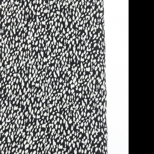 Marks and Spencer Womens Black Geometric Cotton A-Line Size 10 Boat Neck Pullover