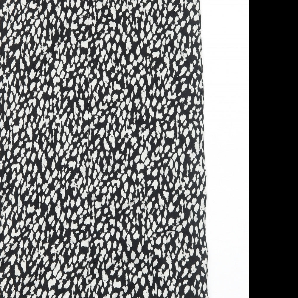 Marks and Spencer Womens Black Geometric Cotton A-Line Size 10 Boat Neck Pullover
