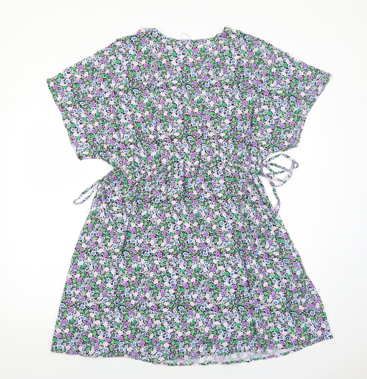 Marks and Spencer Womens Multicoloured Floral Viscose Fit & Flare Size 16 V-Neck Pullover