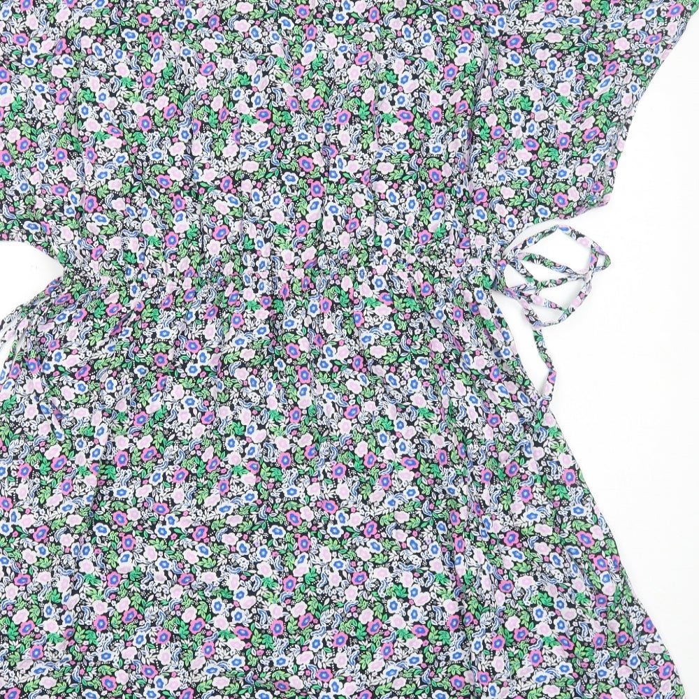 Marks and Spencer Womens Multicoloured Floral Viscose Fit & Flare Size 16 V-Neck Pullover