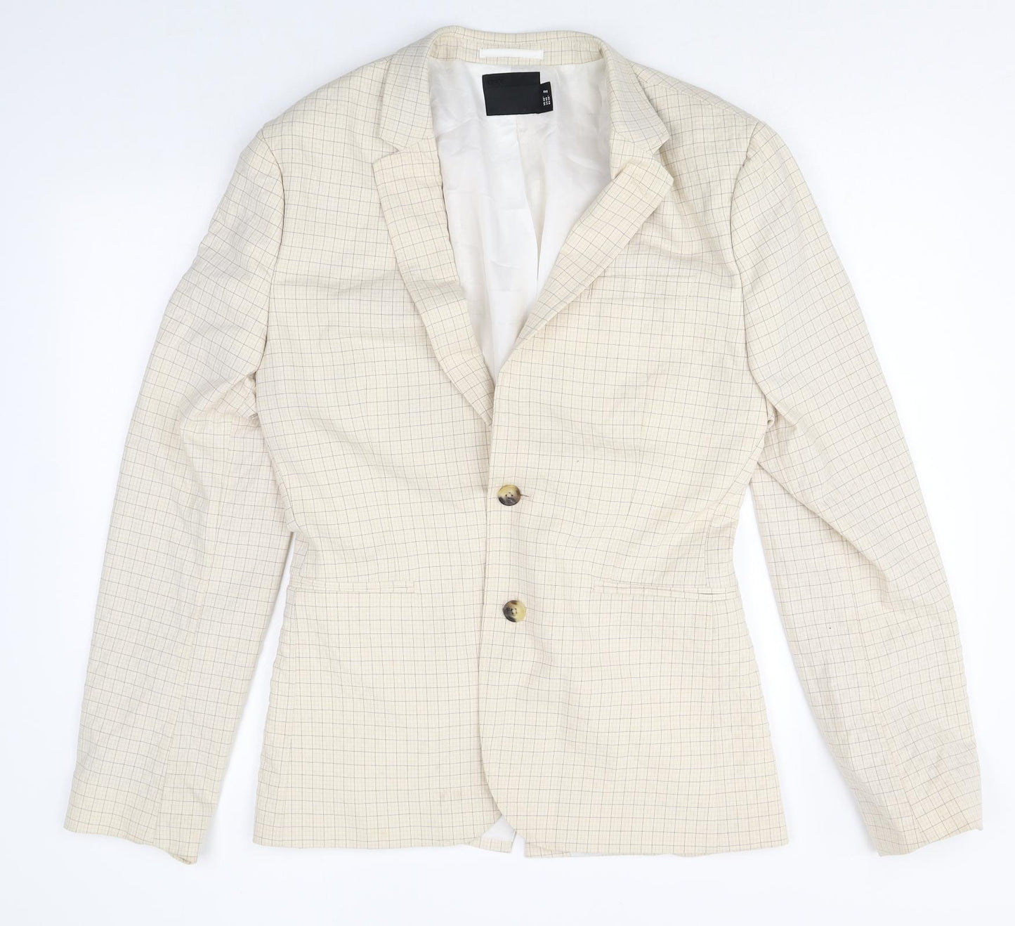 ASOS Mens Beige Check Polyester Jacket Suit Jacket Size 38 Regular
