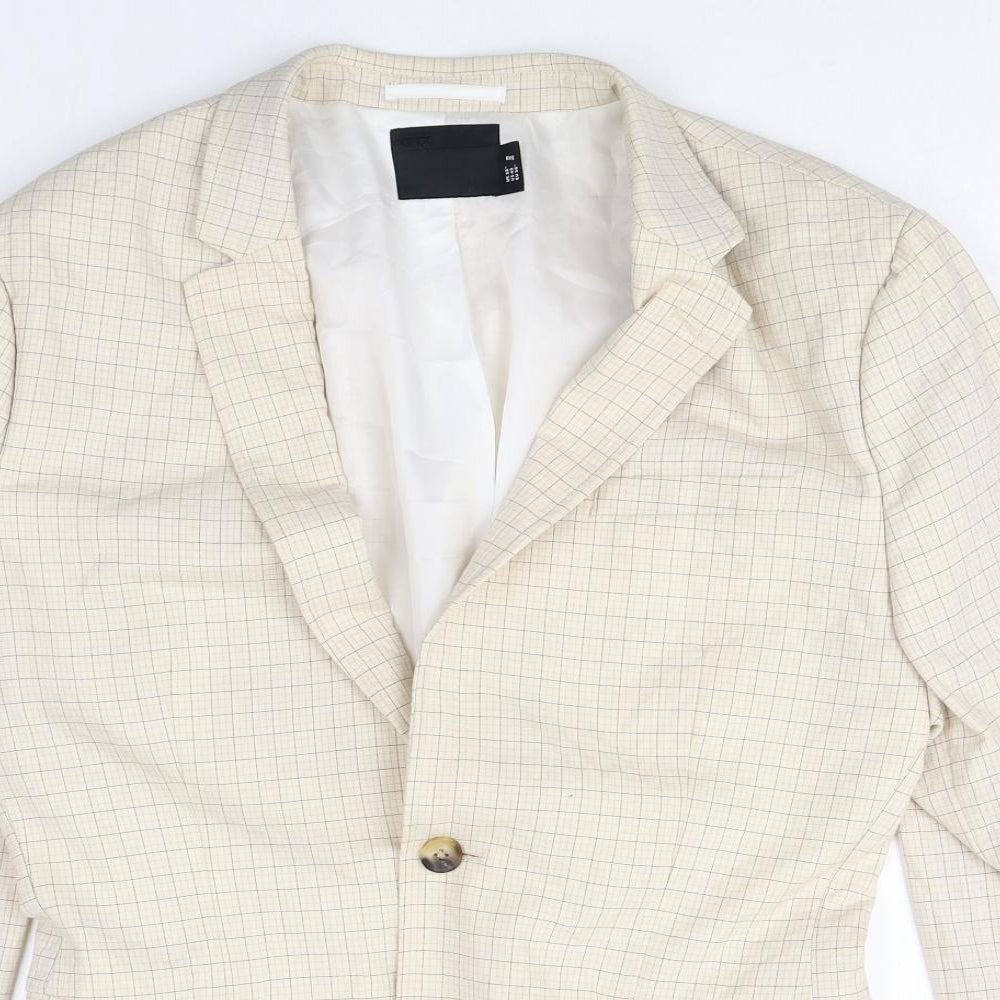 ASOS Mens Beige Check Polyester Jacket Suit Jacket Size 38 Regular