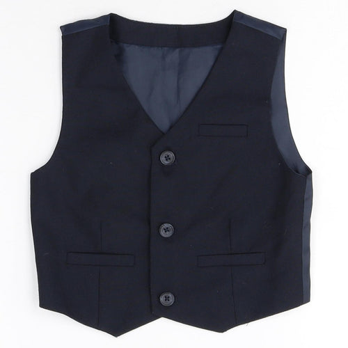 Preworn Boys Blue Polyester Trouser Suit Suit Waistcoat Size 18-24 Months