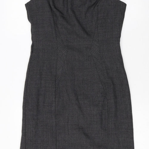 Preworn Womens Grey Polyester A-Line Size 10 Round Neck Zip