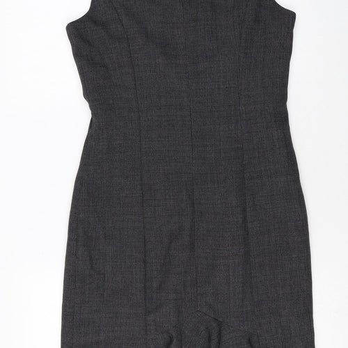 Preworn Womens Grey Polyester A-Line Size 10 Round Neck Zip