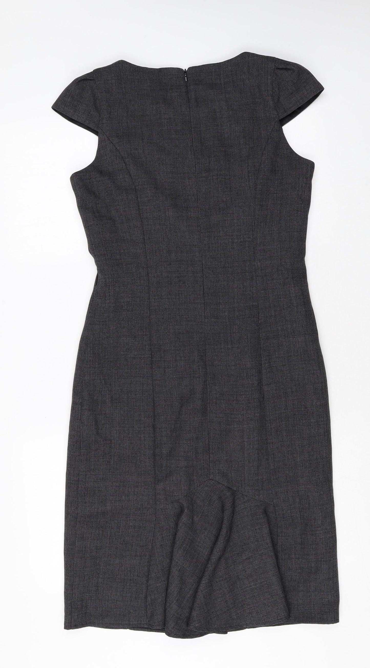 Preworn Womens Grey Polyester A-Line Size 10 Round Neck Zip
