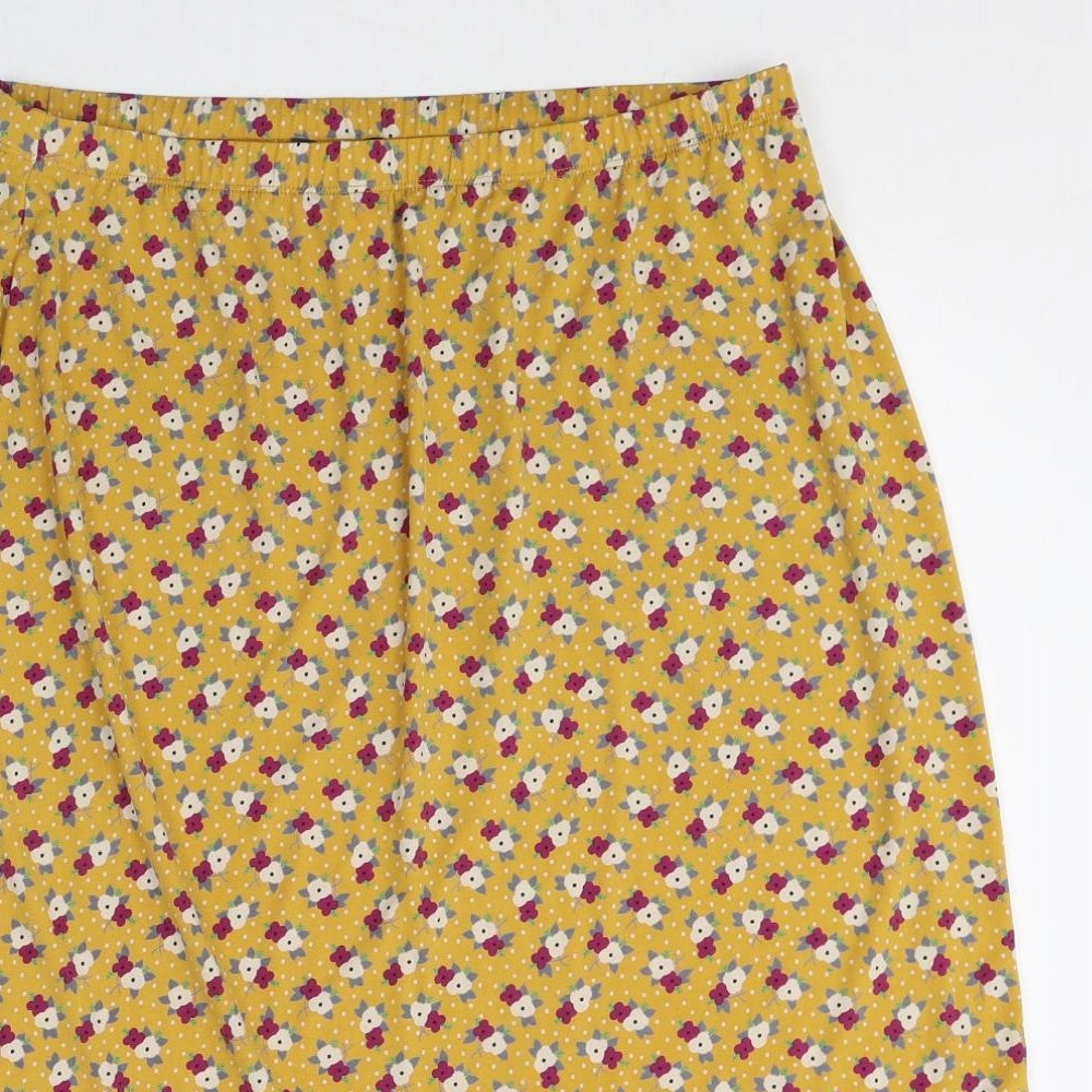 Kim&Co Womens Yellow Floral Polyester Trumpet Skirt Size L