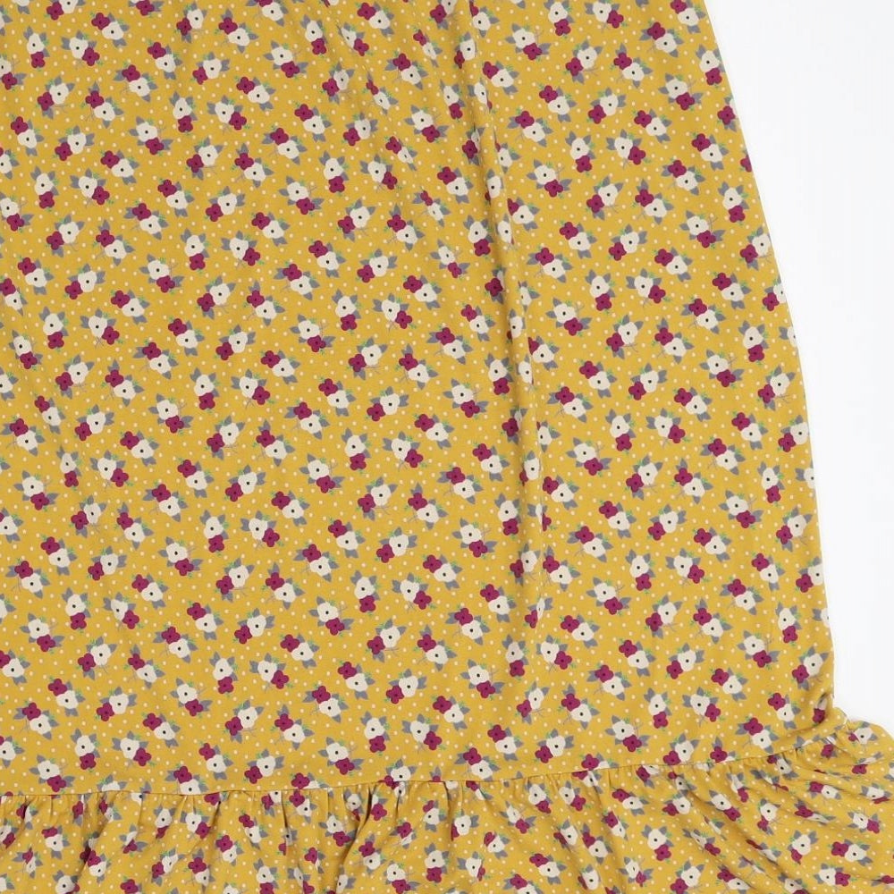 Kim&Co Womens Yellow Floral Polyester Trumpet Skirt Size L