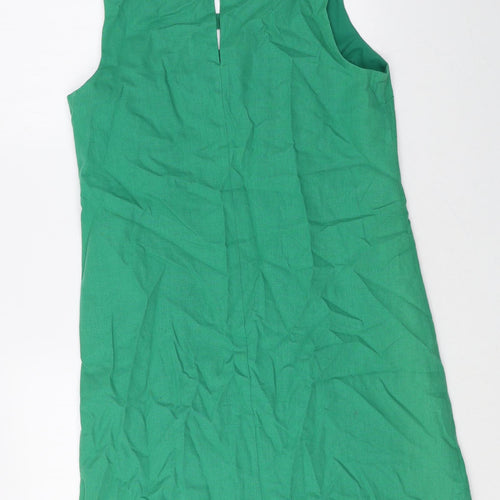 Kaleidoscope Womens Green Linen A-Line Size 12 Square Neck Pullover