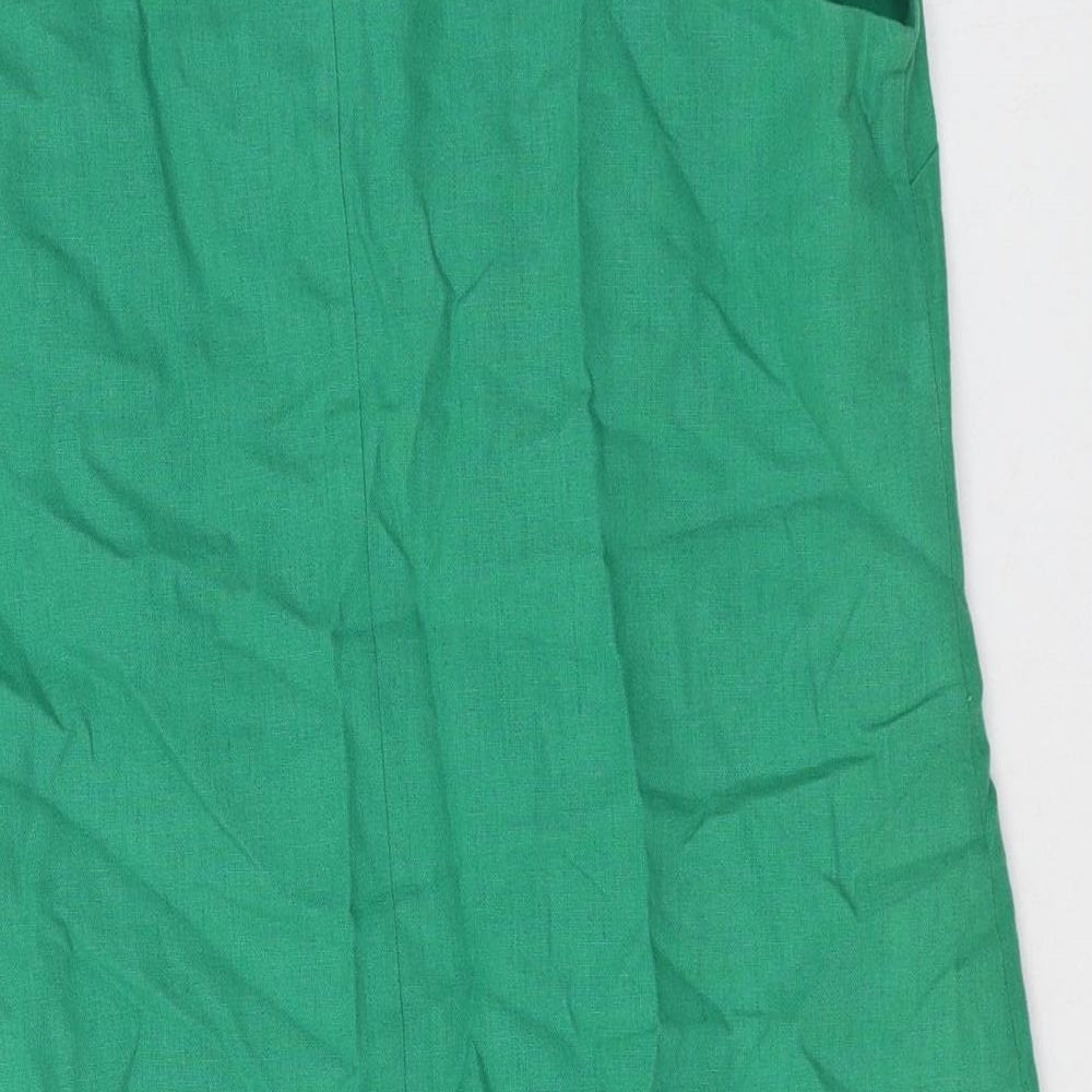 Kaleidoscope Womens Green Linen A-Line Size 12 Square Neck Pullover