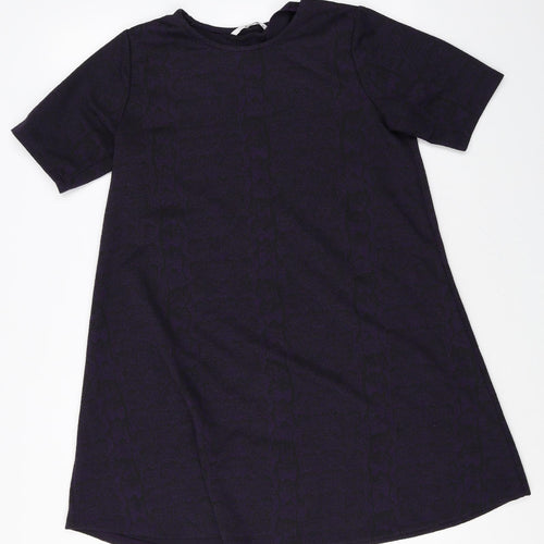 TU Womens Purple Polyester T-Shirt Dress Size 12 Round Neck Pullover