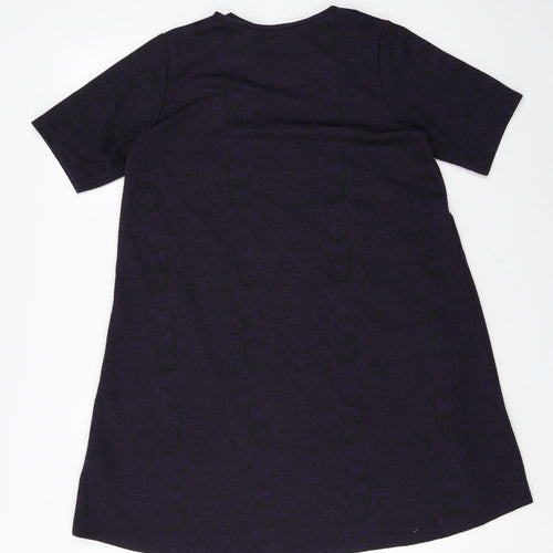 TU Womens Purple Polyester T-Shirt Dress Size 12 Round Neck Pullover