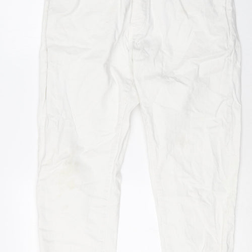 Selected Womens White Cotton Tapered Jeans Size 34 in Regular Button