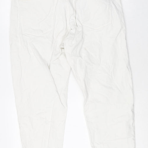Selected Womens White Cotton Tapered Jeans Size 34 in Regular Button