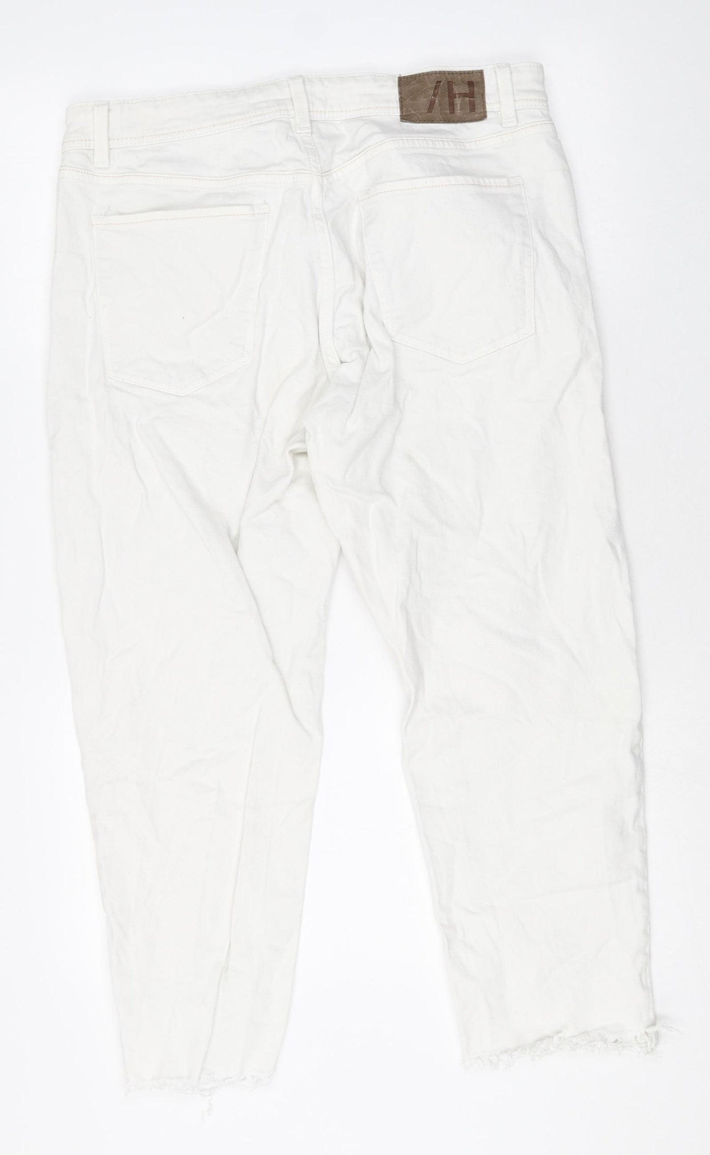Selected Womens White Cotton Tapered Jeans Size 34 in Regular Button