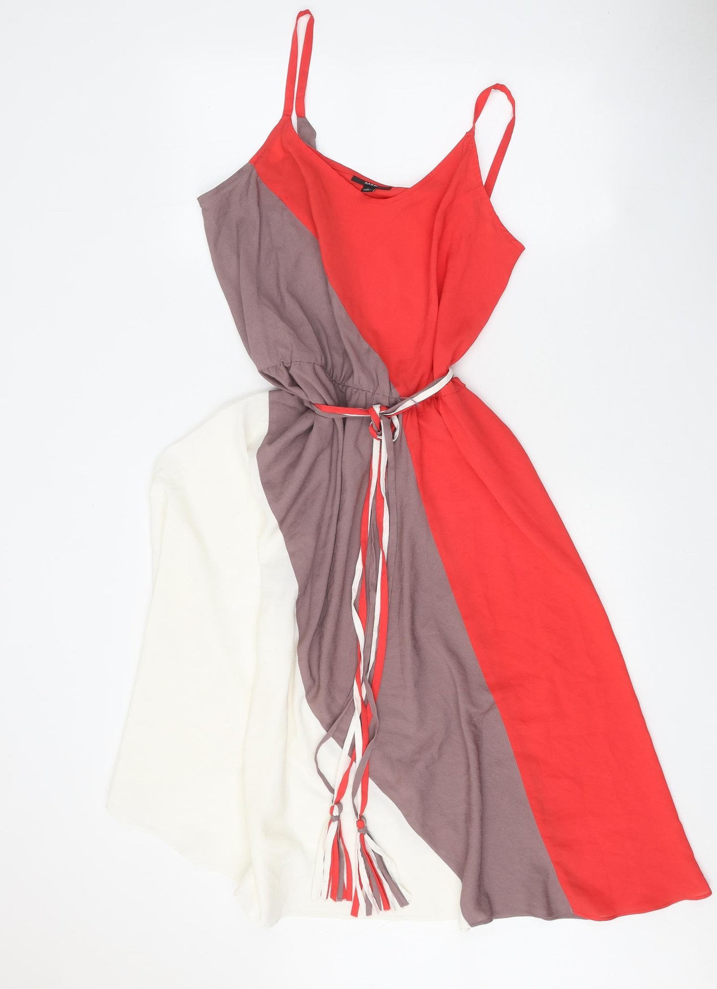MSK Womens Multicoloured Colourblock Polyester Trapeze & Swing Size 12 Scoop Neck Tie