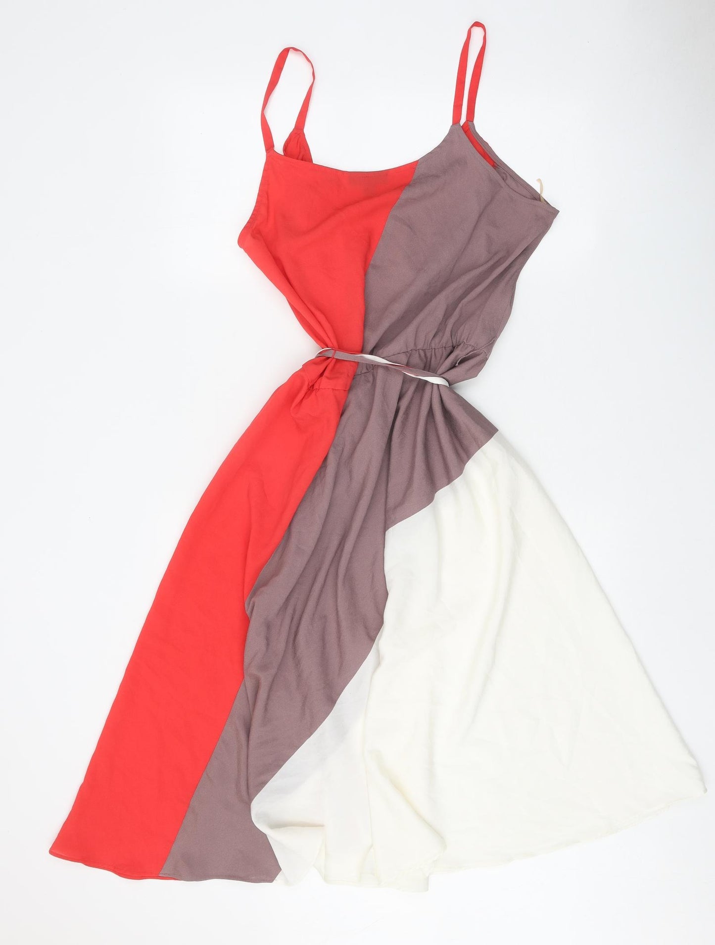 MSK Womens Multicoloured Colourblock Polyester Trapeze & Swing Size 12 Scoop Neck Tie