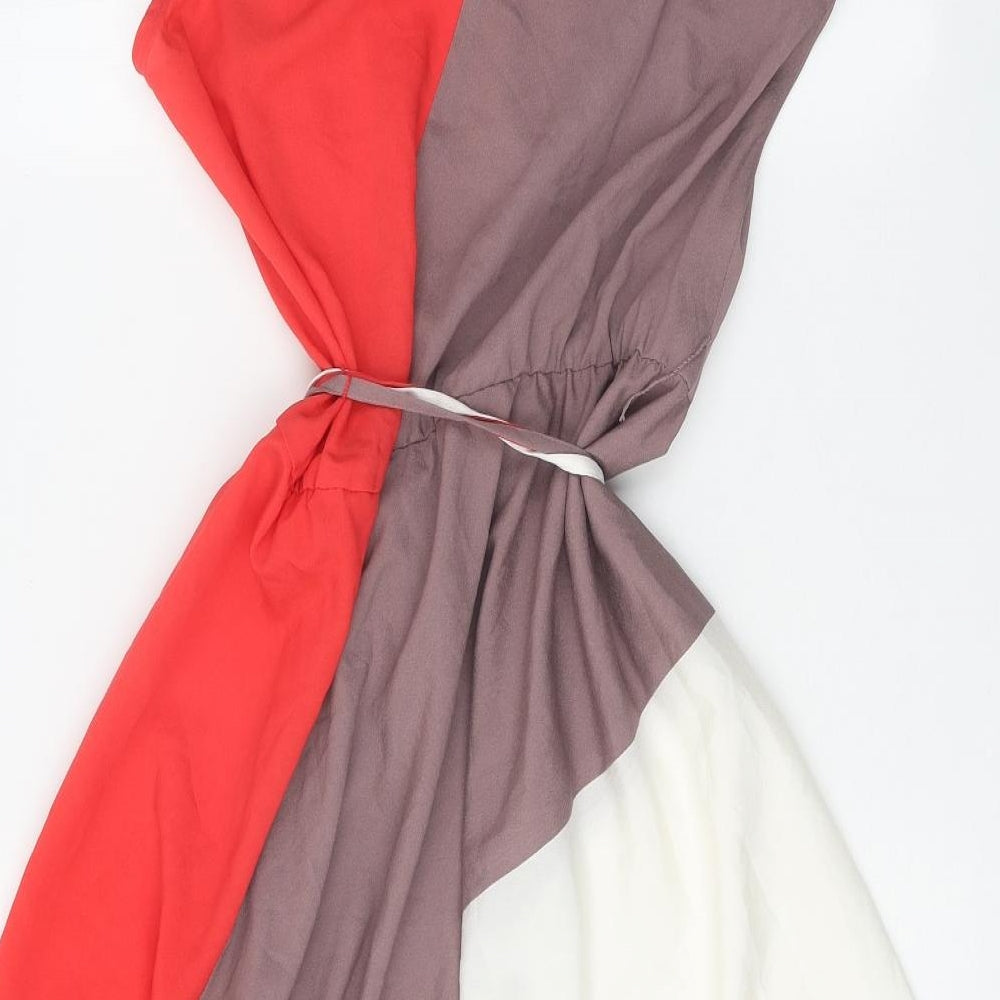MSK Womens Multicoloured Colourblock Polyester Trapeze & Swing Size 12 Scoop Neck Tie