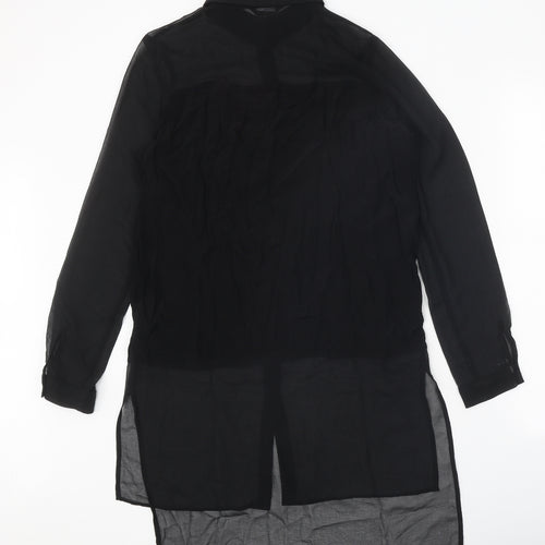 River Island Womens Black Viscose Shirt Dress Size 8 Collared Button