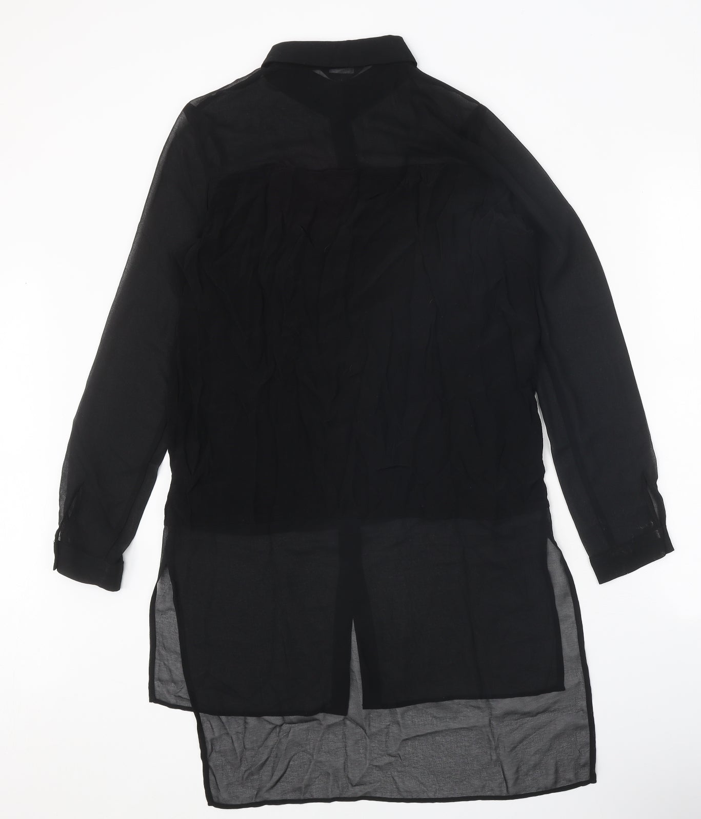 River Island Womens Black Viscose Shirt Dress Size 8 Collared Button