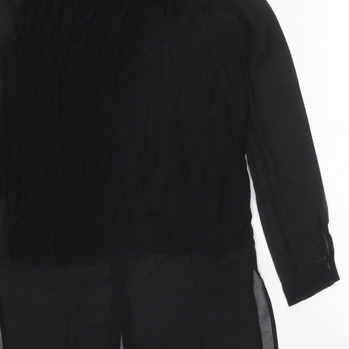 River Island Womens Black Viscose Shirt Dress Size 8 Collared Button