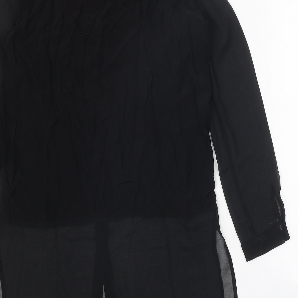 River Island Womens Black Viscose Shirt Dress Size 8 Collared Button