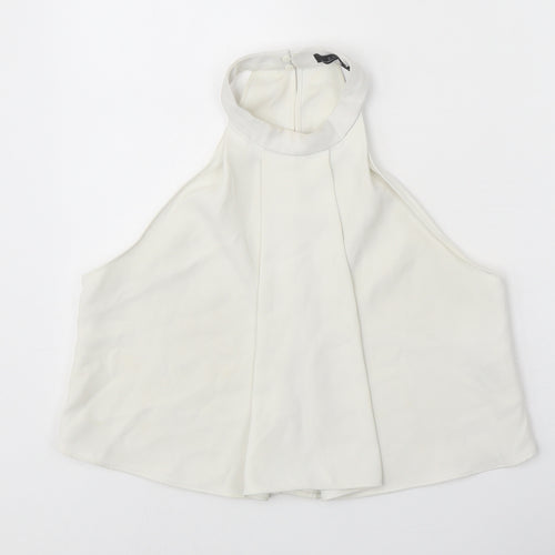 Zara Womens White Polyester Basic Tank Size S Halter