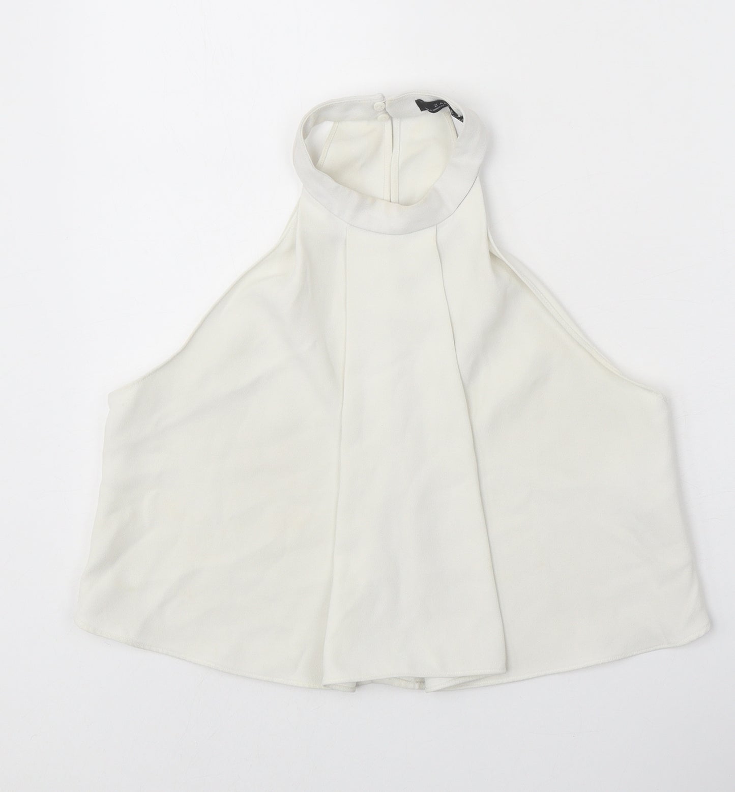 Zara Womens White Polyester Basic Tank Size S Halter