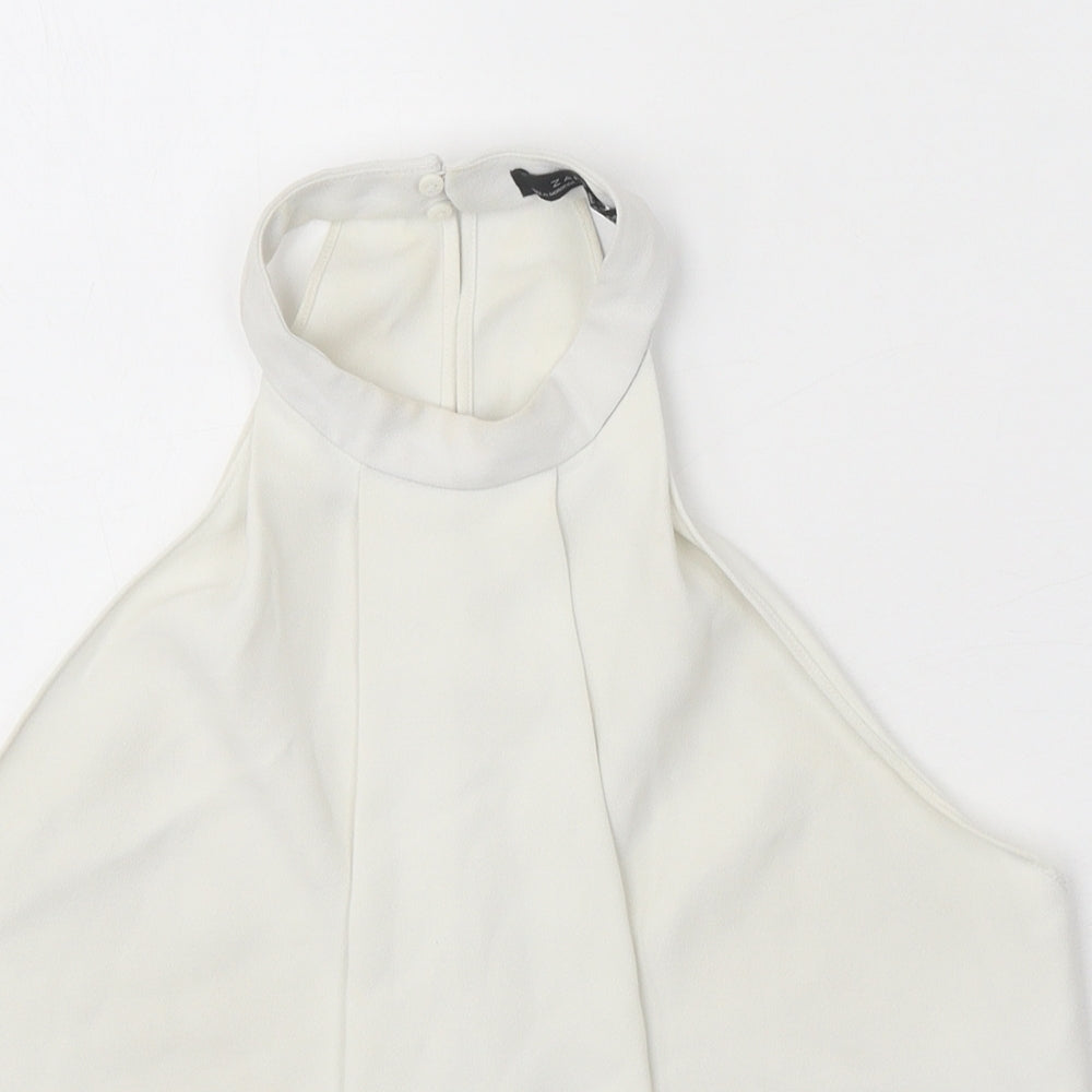 Zara Womens White Polyester Basic Tank Size S Halter