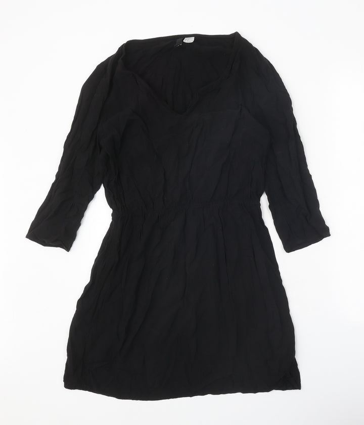 Divided Womens Black Viscose Kaftan Size 12 V-Neck Pullover