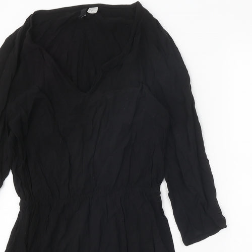 Divided Womens Black Viscose Kaftan Size 12 V-Neck Pullover