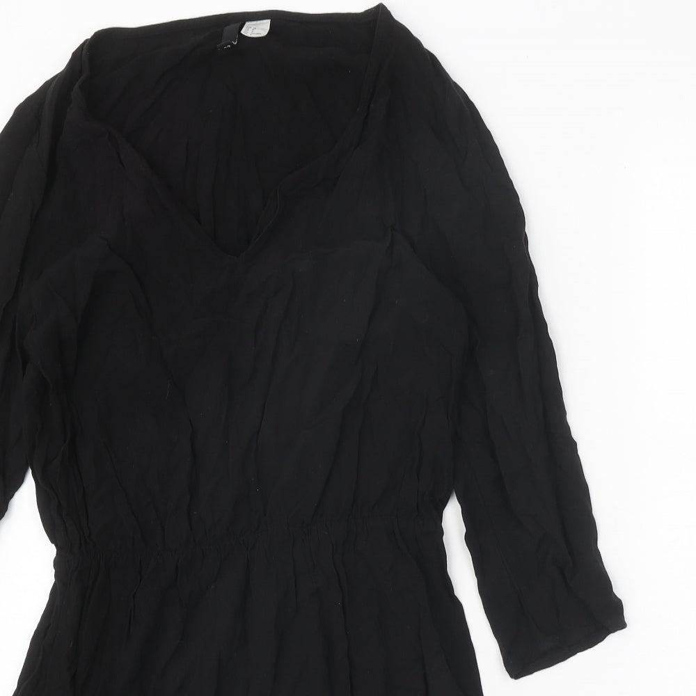 Divided Womens Black Viscose Kaftan Size 12 V-Neck Pullover