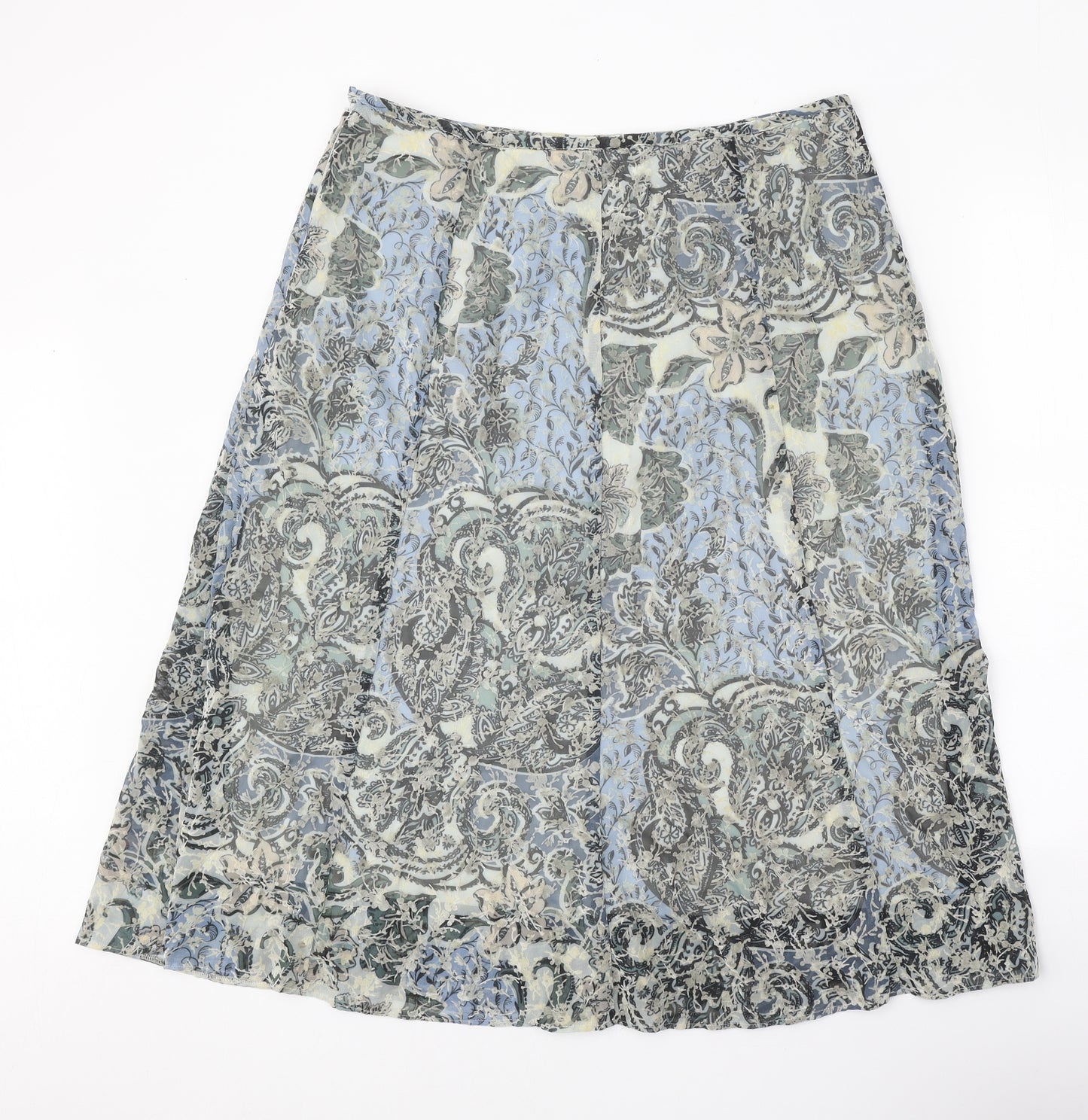 Classic Womens Beige Geometric Polyester Swing Skirt Size 14 Zip