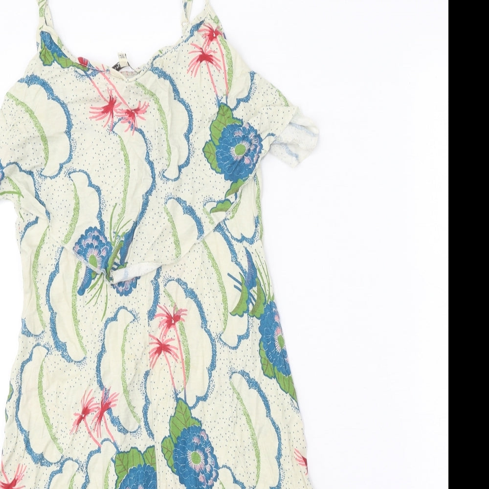 River Island Womens Beige Geometric Polyester Trapeze & Swing Size 10 Off the Shoulder Pullover