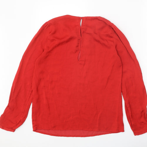 Zara Womens Red Polyester Basic Blouse Size S Round Neck