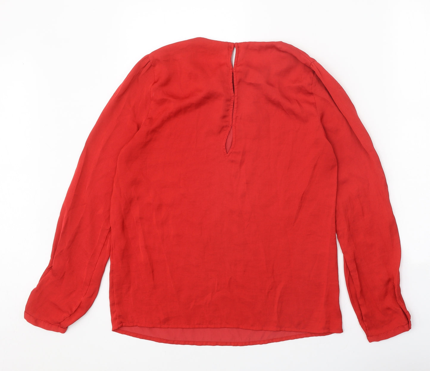 Zara Womens Red Polyester Basic Blouse Size S Round Neck