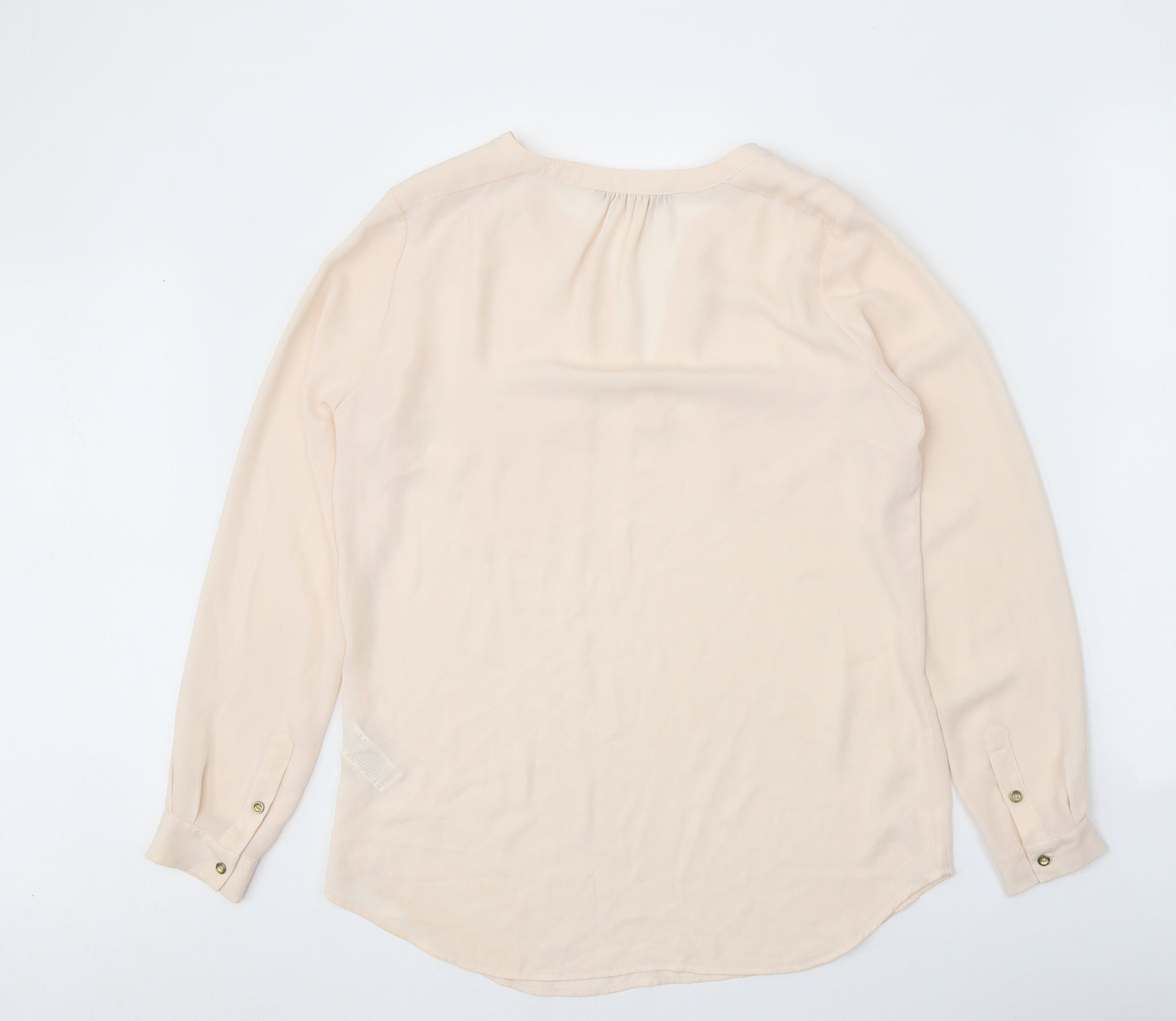 Marks and Spencer Womens Beige Polyester Basic Blouse Size 10 V-Neck