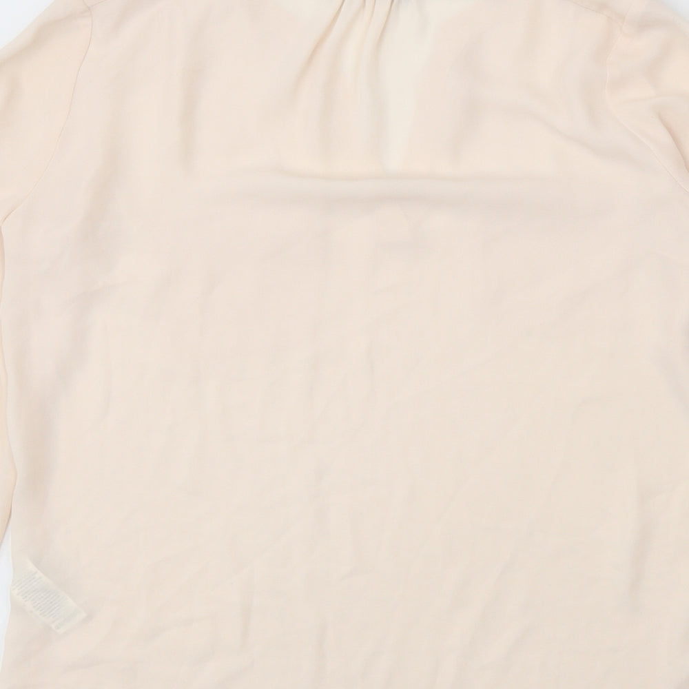Marks and Spencer Womens Beige Polyester Basic Blouse Size 10 V-Neck